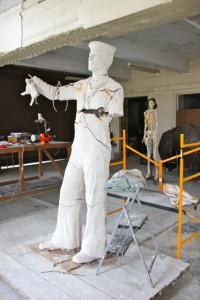 Cathy's life-sized sculpture of a WWII sailor for the Queensland Maritime Museum 