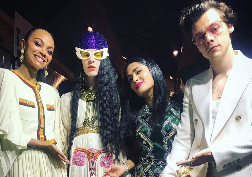 Salma Hayek, Harry Styles and Zoe Saldana took in the collection, at the Gucci Cruise collection 